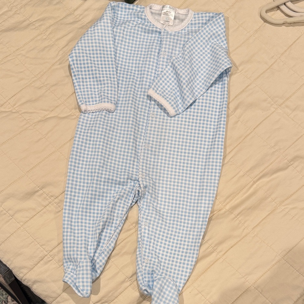 NWOT Pima cotton Blue Gingham baby pajama One Piece